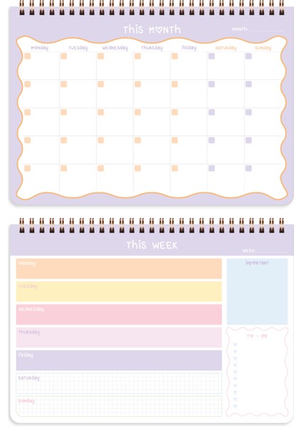 Haftalık ve Günlük 3’lü Masaüstü Süresiz Planlayıcı Set - Soyut