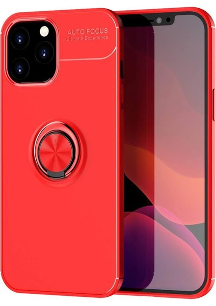 Newface iPhone 12 Pro Max Kılıf Range Yüzüklü Silikon - Kırmızı