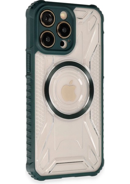 Newface iPhone 14 Pro Kılıf Prag Magneticsafe Kapak - Koyu Yeşil