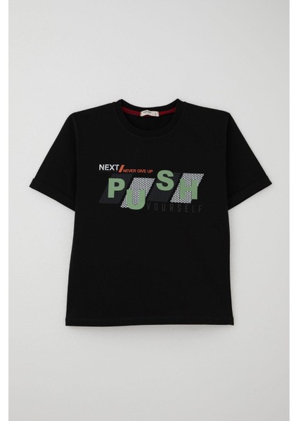 Kız Çocuk Şortlu Takm Yazı Baskılı Beli Lastikli Cepli 6-12 Yaş, Siyah fiyatları