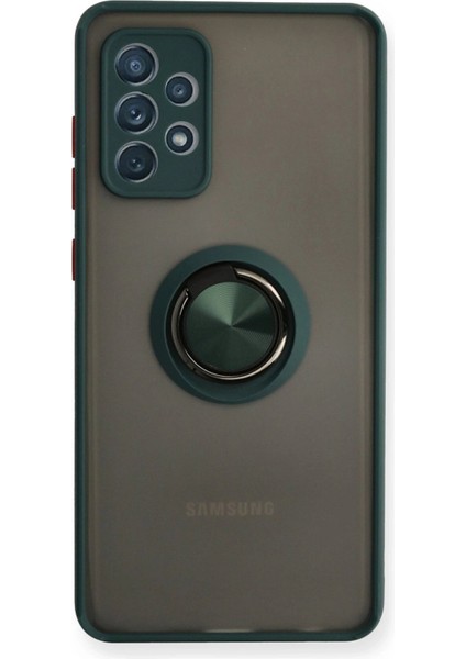 Newface Samsung Galaxy A72 Kılıf Montreal Yüzüklü Silikon Kapak - Yeşil