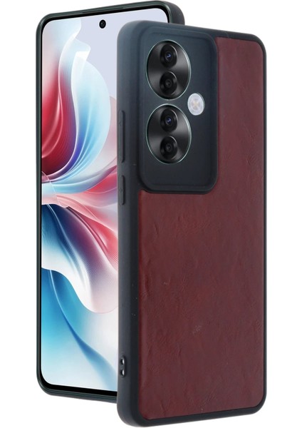 Newface Oppo Reno 11F Kılıf Aras Deri Kapak - Bordo modelleri