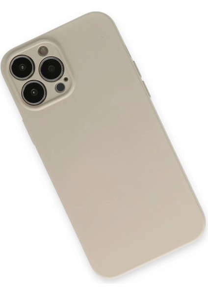 Newface iPhone 13 Pro Max Kılıf Nano Içi Kadife Silikon - Bej modelleri