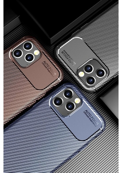 Newface iPhone 12 Pro Max Kılıf Auto Focus Karbon Kapak - Kahverengi