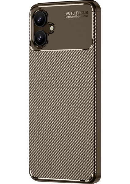 Newface Samsung Galaxy A06 Kılıf Auto Focus Karbon Kapak - Kahverengi