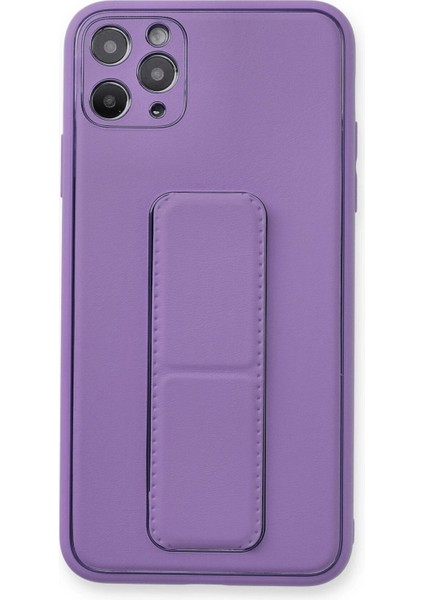 Newface iPhone 11 Pro Max Kılıf Coco Deri Standlı Kapak - Koyu Lila