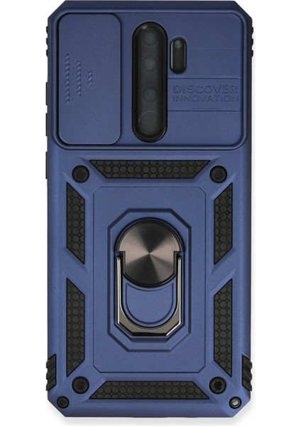 Newface Xiaomi Redmi Note 8 Pro Kılıf Pars Lens Yüzüklü Silikon - Lacivert