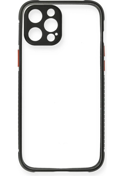 Newface iPhone 12 Kılıf Miami Şeffaf Silikon - Siyah