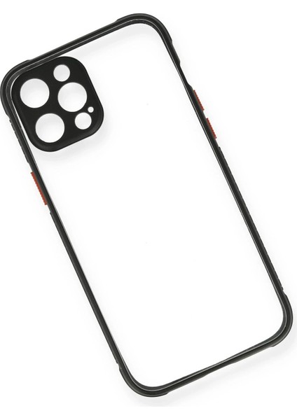 Newface iPhone 12 Kılıf Miami Şeffaf Silikon - Siyah