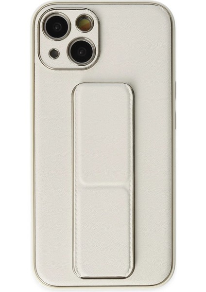 Newface iPhone 13 Kılıf Coco Deri Standlı Kapak - Beyaz