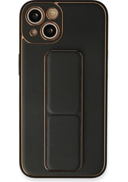 Newface iPhone 13 Kılıf Coco Deri Standlı Kapak - Siyah