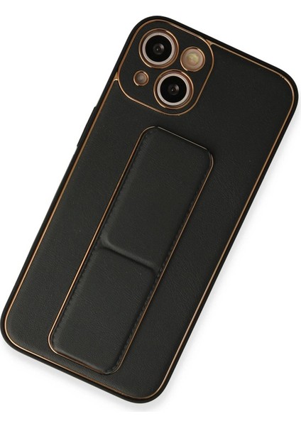 Newface iPhone 13 Kılıf Coco Deri Standlı Kapak - Siyah
