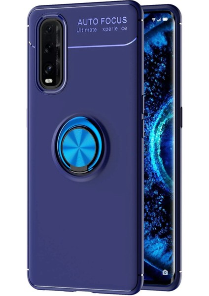 Newface Oppo Find X2 Kılıf Range Yüzüklü Silikon - Mavi