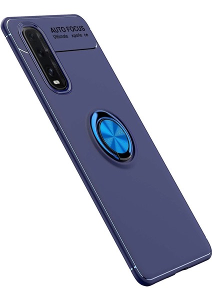 Newface Oppo Find X2 Kılıf Range Yüzüklü Silikon - Mavi