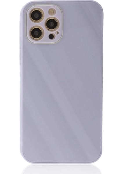 Newface iPhone 12 Pro Kılıf Glass Kapak - Lila