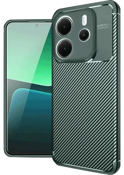 Newface Xiaomi Redmi Note 14 4g Kılıf Auto Focus Karbon Kapak - Koyu Yeşil