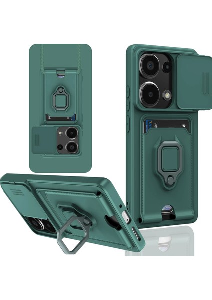Newface Xiaomi Redmi Note 13 Pro 4g Kılıf Zuma Kartvizitli Yüzüklü Silikon - Yeşil