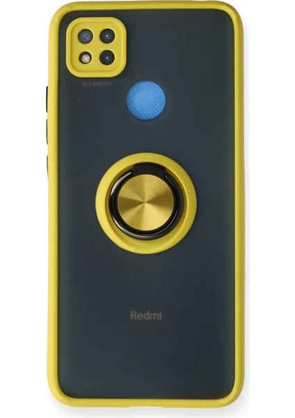 Newface Xiaomi Redmi 9c Kılıf Montreal Yüzüklü Silikon Kapak - Sarı