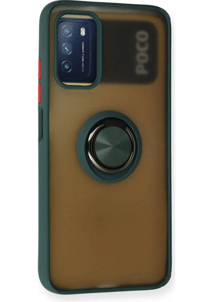 Newface Xiaomi Redmi 9t Kılıf Montreal Yüzüklü Silikon Kapak - Yeşil fiyatları