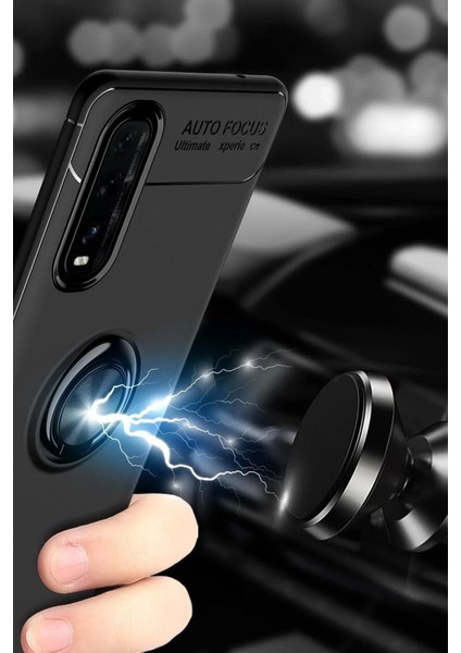 Newface Oppo Find X2 Kılıf Range Yüzüklü Silikon - Siyah-Mavi