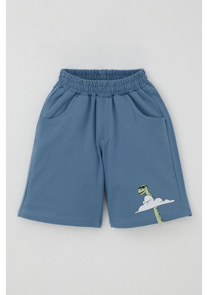 Erkek Çocuk Şortlu Takım Maceracı Dinozor Baskılı 2-6 Yaş, Bej modelleri