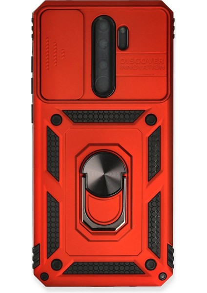 Newface Xiaomi Redmi Note 8 Pro Kılıf Pars Lens Yüzüklü Silikon - Kırmızı