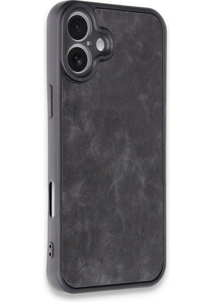 Newface iPhone 16 Plus Kılıf Aras Deri Kapak - Siyah