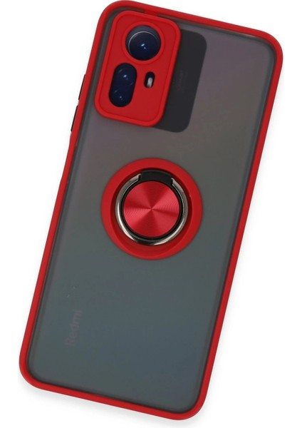 Newface Xiaomi Redmi Note 12S Kılıf Montreal Yüzüklü Silikon Kapak - Kırmızı modelleri