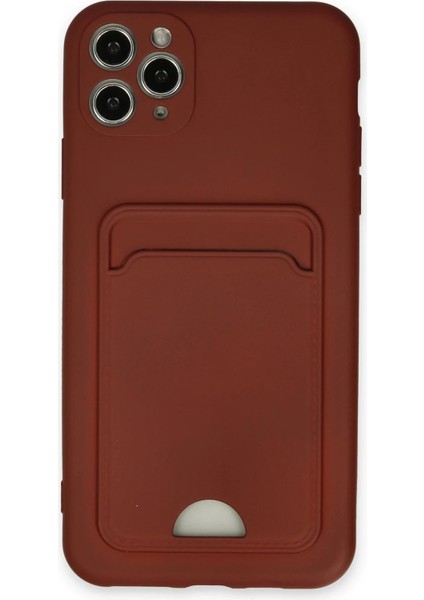 Newface iPhone 11 Pro Max Kılıf Kelvin Kartvizitli Silikon - Bordo