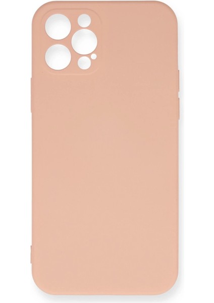 Newface iPhone 12 Pro Max Kılıf Nano Içi Kadife Silikon - Pudra