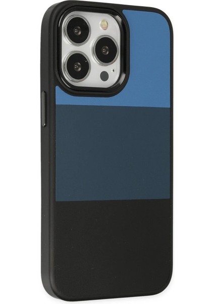 Newface iPhone 14 Pro Max Kılıf King Kapak - Mavi-Siyah