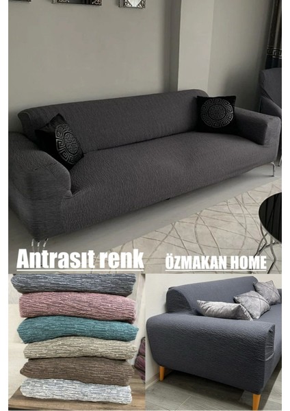 Elite Jakarlı 3kişilik Koltuk Örtüsü , Çekyat Kanepe Kılıfı (Ürün Içeriği 1ADET)ANTRASIT 1 Adet