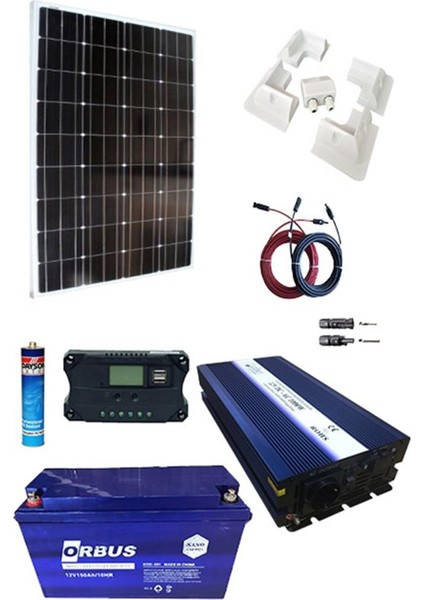 ALPEX Karavan Solar Paket Sistem 205W Güneş Paneli 1000W İnverter