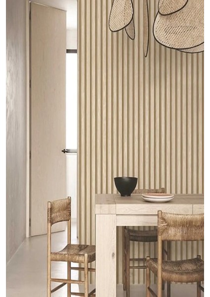Elite Bien Exclusive BN924 Beyaz Ahşap Lambri Panel Duvar Çıtası Desen Duvar Kağıdı 5,33 M² 1 Adet