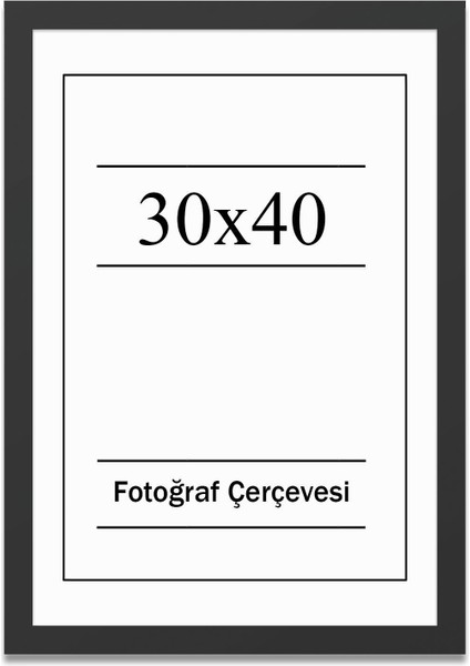Elite Resim Çerçevesi Siyah 30X40 Diploma Belge Sertifika Tekli Düz Model Fotoğraf Resim Çerçeve Seti 1 Adet