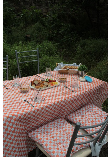 Elite 4 Minder 45 x 45CM + Yer Masa Piknik Örtüsü Sofra Bezi 160 x 160 Set (Turuncu) 1 Adet