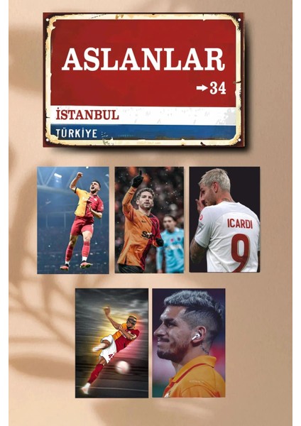 Elite "galatasaray Yıldızları" Ahşap Poster Altılı Set 1(20*30CM) 5(15X20CM) 1 Adet