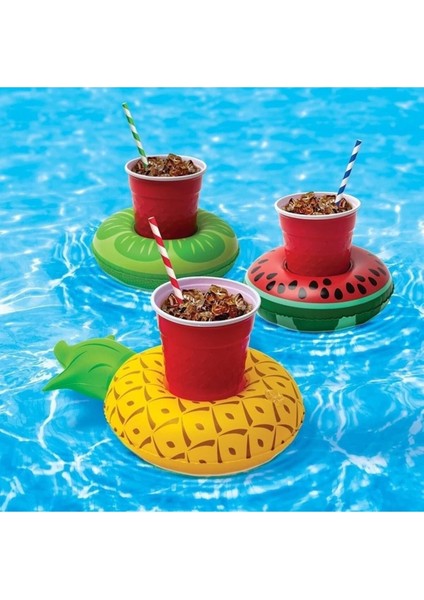 Elite Ananas Şişme Deniz Havuz Bardak Tutucu, Eğlenceye Renk Kat! 1 Adet