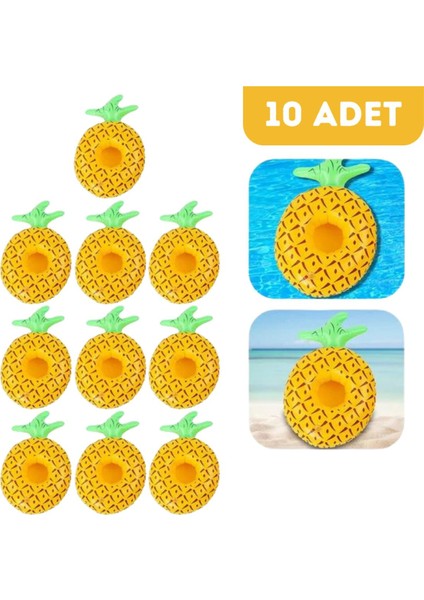 Elite Renkli Deniz Yatağı ve Ananas Desenli Bardak Tutucu Seti, 10 Adet 1 Adet
