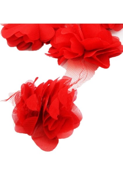 Elite Kırmızı Lazer Gül 3m Lazer Kesim Gül Süsleme Paketleme 36 Adet Organze Kumaş Yapay Çiçekler 1 Adet