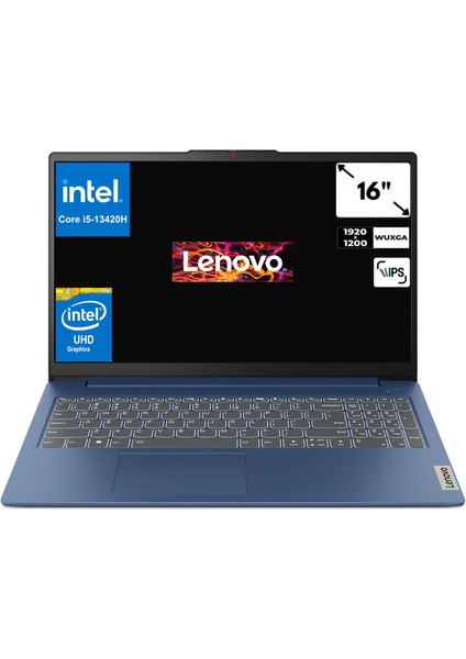 Ideapad Slim 3 16IRH10 I5-13420H 16 GB 512 GB SSD UHD Graphics 16" Wuxga Windows 11 Pro Taşınabilir Bilgisayar 83K2001RTRCB1