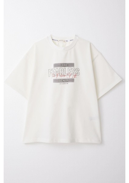 Erkek Çocuk Tişört Yazı Baskılı 8-14 Yaş, Ekru indirimleri