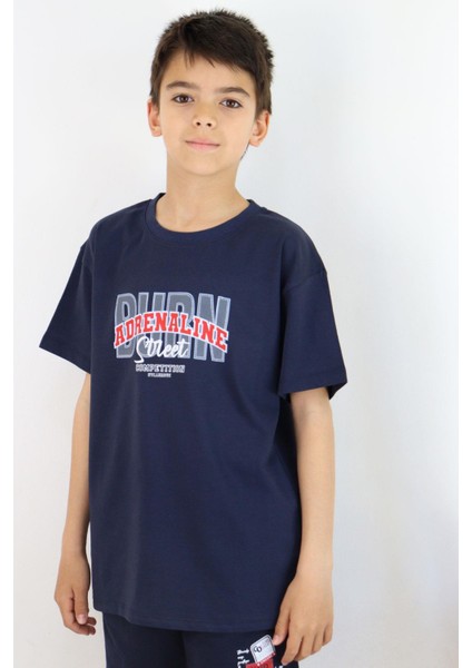Erkek Çocuk Tişört Yazı Baskılı 5-10 Yaş, Lacivert fiyatları
