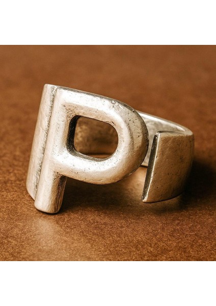 P Harfi Şekilli Kadın Yüzük Gümüş Kaplama Ayarlanabilir El Yapımı Yüzük fiyatları