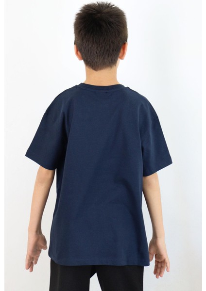 Erkek Çocuk Tişört Kabartma Detaylı Yazı Baskılı 9-14 Yaş, Lacivert modelleri