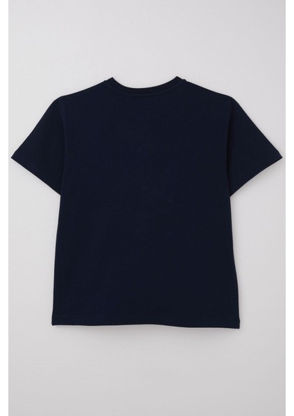 Erkek Çocuk Tişört Kabartma Detaylı Yazı Baskılı 9-14 Yaş, Lacivert indirimleri