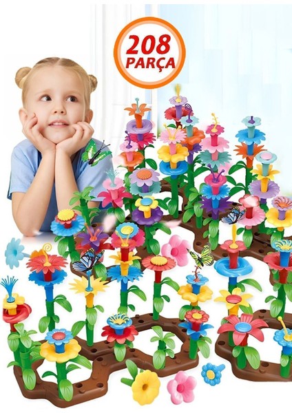Elite 208 Parça Bahçe Çiçek Yapım Seti Yapı Blokları Yapboz Bultak Puzzle Deniz Plaj Oyuncak Çiçek Bahçesi 1 Adet