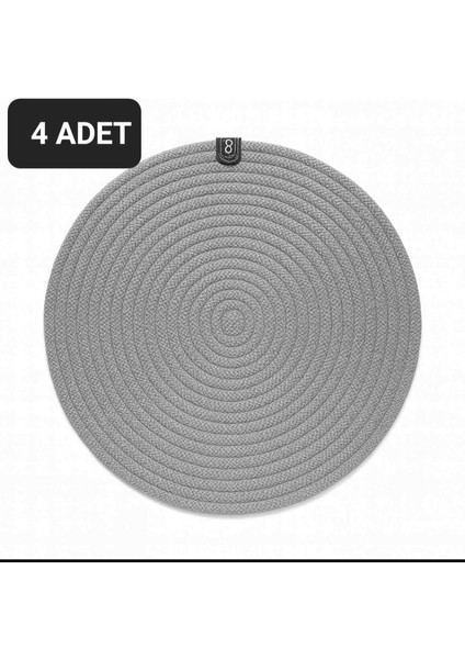 4'lü Jütip Supla Yuvarlak Amerikan Masa Servis Gri Renk 28X28CM