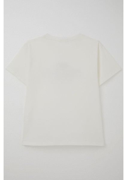 Erkek Çocuk Tişört Yazı Bakılı 5-10 Yaş, Ekru fiyatları