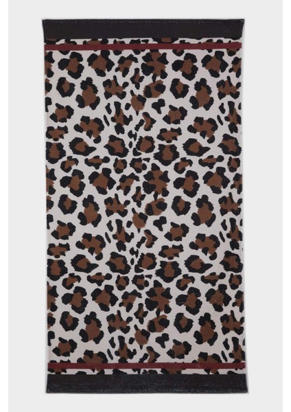 Kadın Leopar Desenli Pamuklu Plaj Havlusu E3764AX25SM